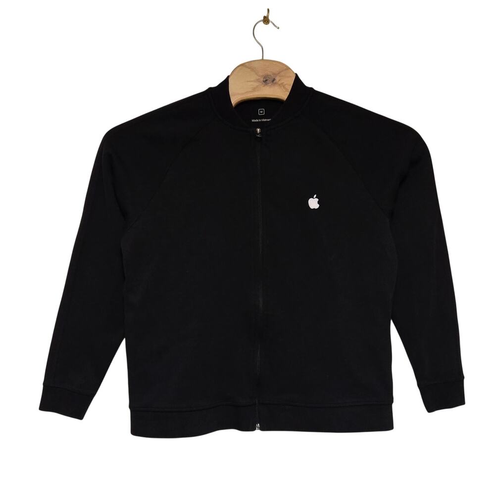 Apple Employee Jacket Mens M Black Sweatshirt Full Zip Logo Mac Tech IT Computer